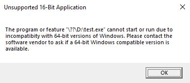 UNSUPPORTED 64 BIT EXE FILES KEEP .